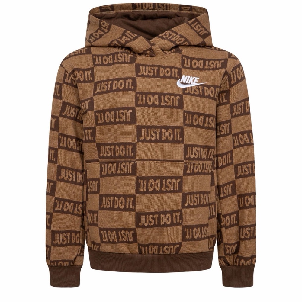 Nike Brown Checker Knit Pullover Hoodie